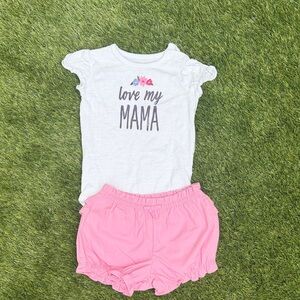 “Love my mama” White and Pink toddler Matching Set